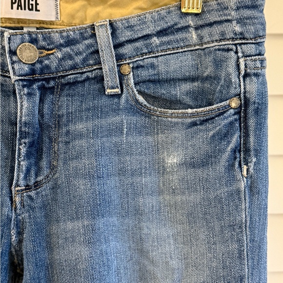PAIGE Women's Kylie Crop Lightly Distressed Blue Ankle Jeans Size 28 - Picture 5 of 9